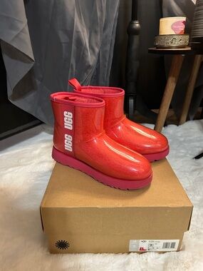 UGG Kids' Glossy Raspberry Pink Ankle Boots